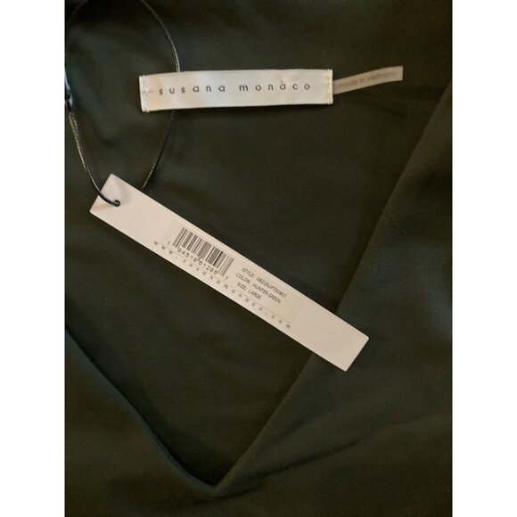 Susana Monaco Long Sleeve Crop Top Hunter Green Size Large New with Tag - Picture 4 of 6